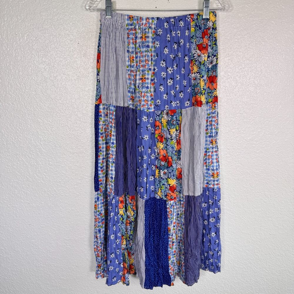 Vintage Lucia Lukken Broomskirt Skirt Womens Medium Mix Patchwork Floral Boho M - Picture 2 of 10
